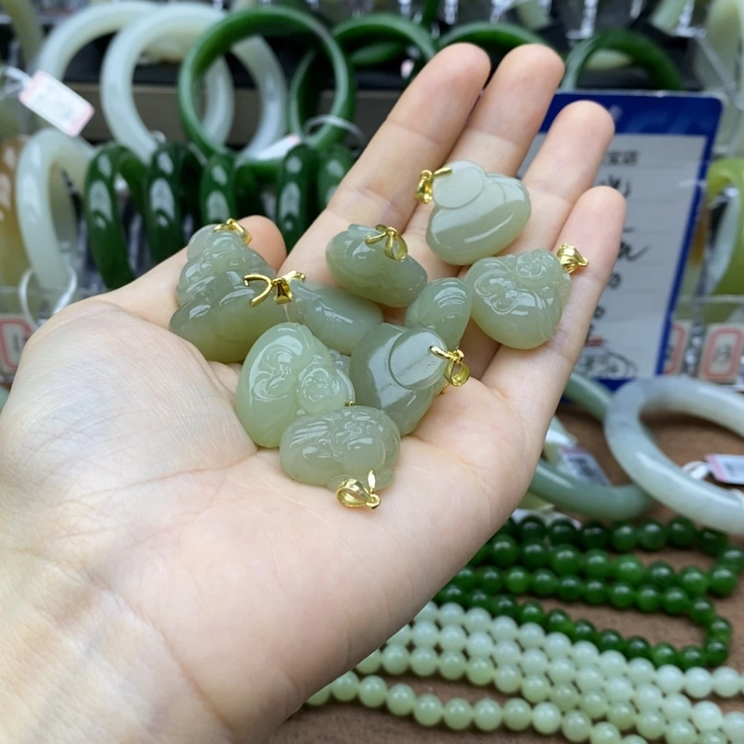 和田玉银S925镶嵌挂件