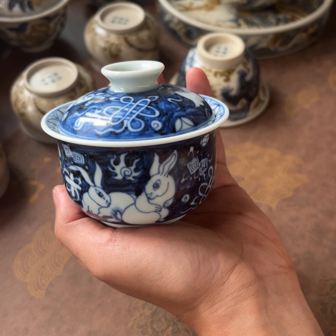 摆件景德镇手绘茶器瑕疵
