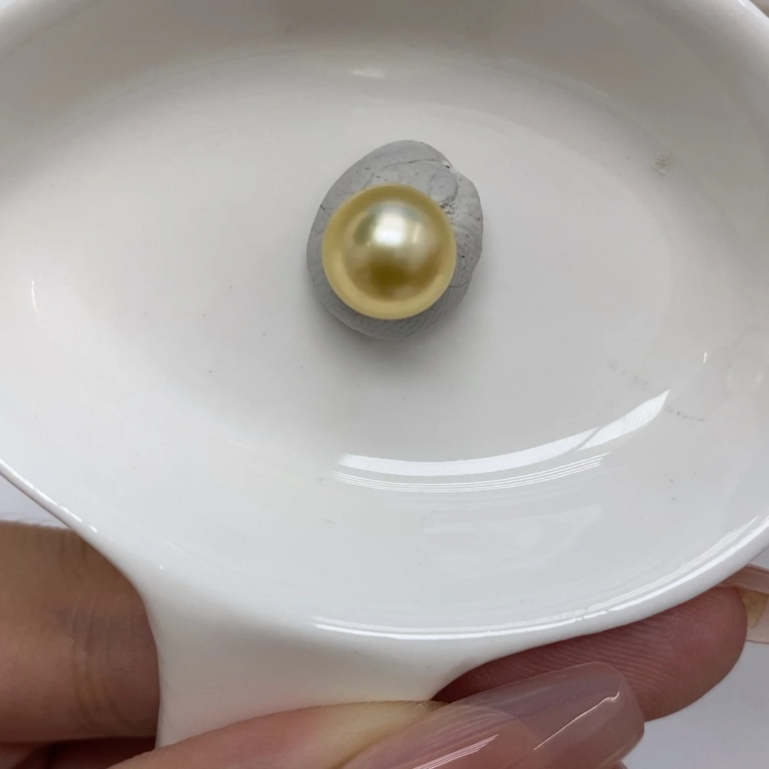 裸珠海水珍珠金珠正圆单珠9+