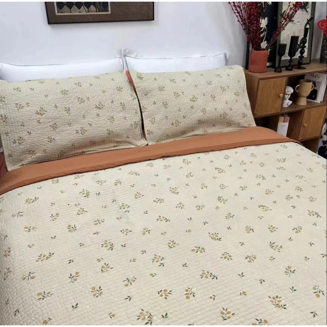 【微瑕】小麦穗水洗棉绗缝双人床盖2*2.3m