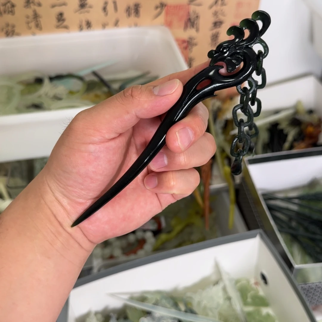 岫玉未镶嵌发饰明君玉簪就是好看