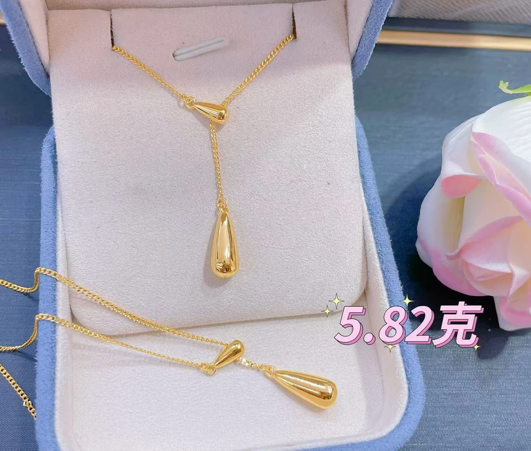 足金999可调节水滴套链精致仙女时尚天使之泪