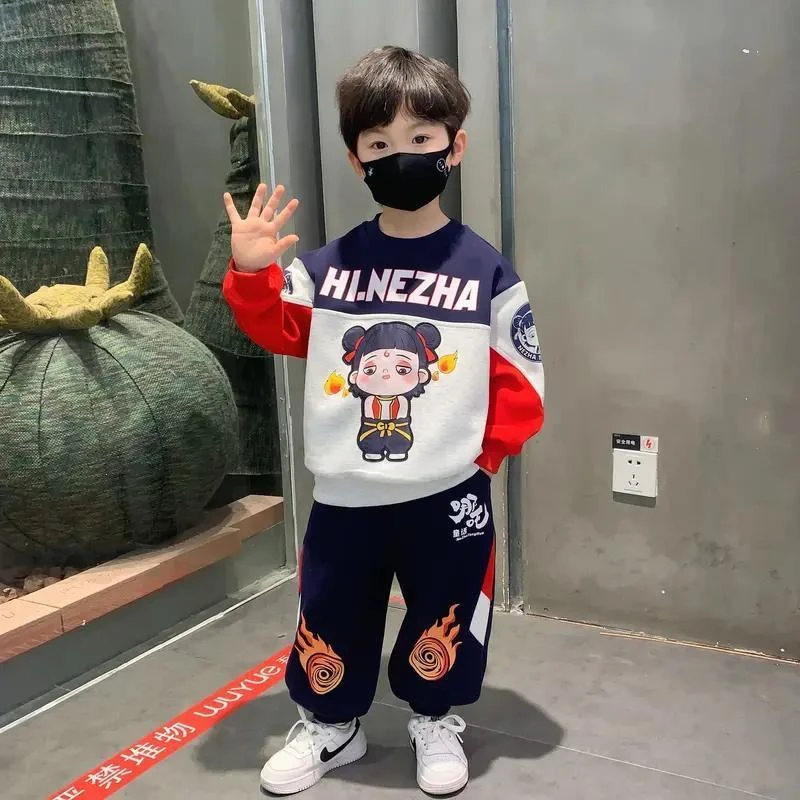 哪吒衣服男童秋装套装2025新款春秋款潮酷宝宝卫衣儿童装休闲童装