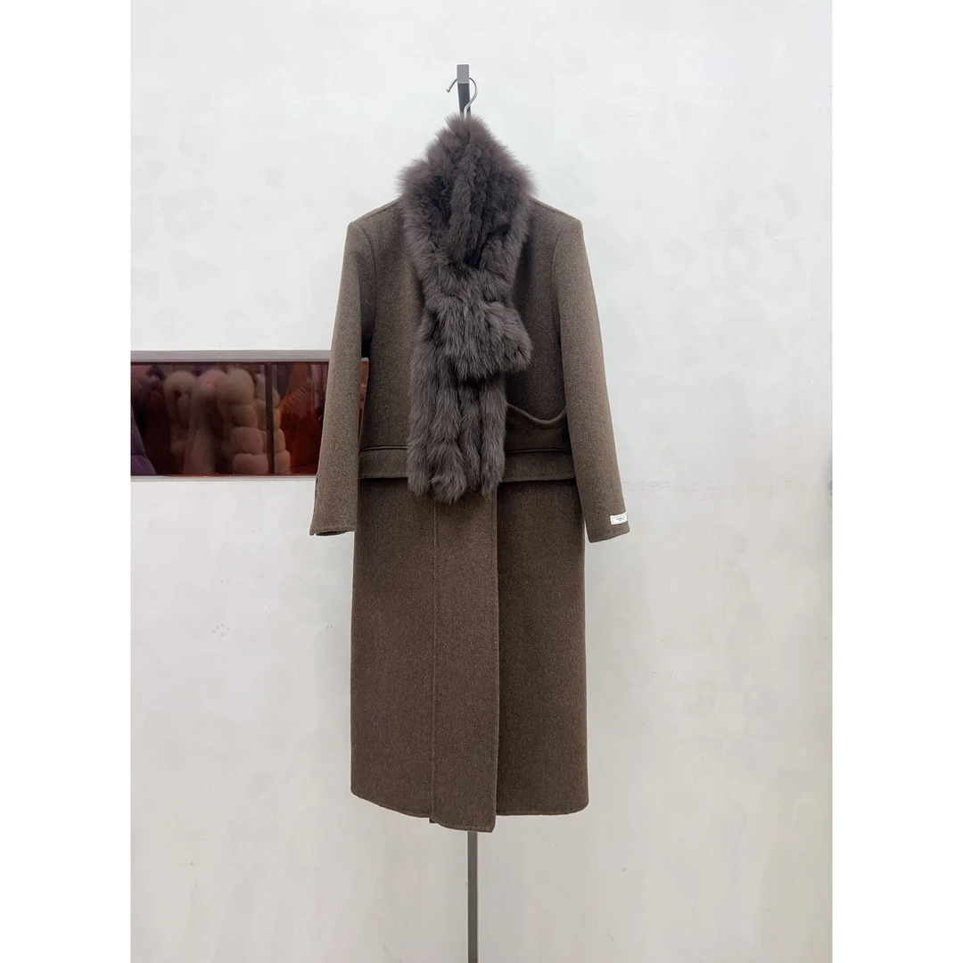 JY时尚气质通勤简约外套大风新款羊大衣58091围巾