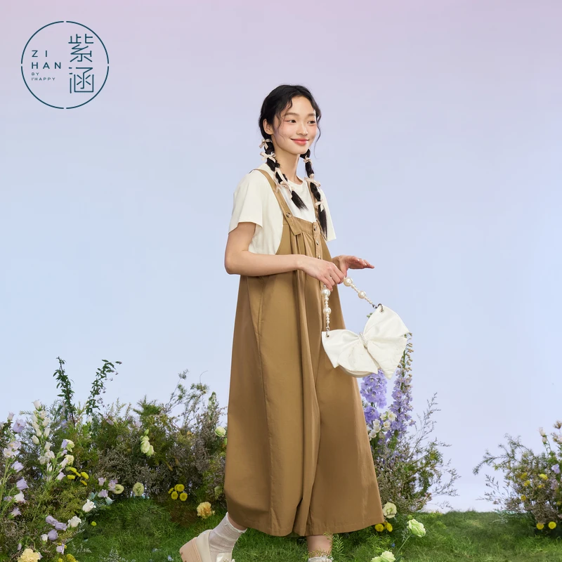 【女装优选WH】紫涵T恤背带裤慵懒两件套女Z4Z04BS317