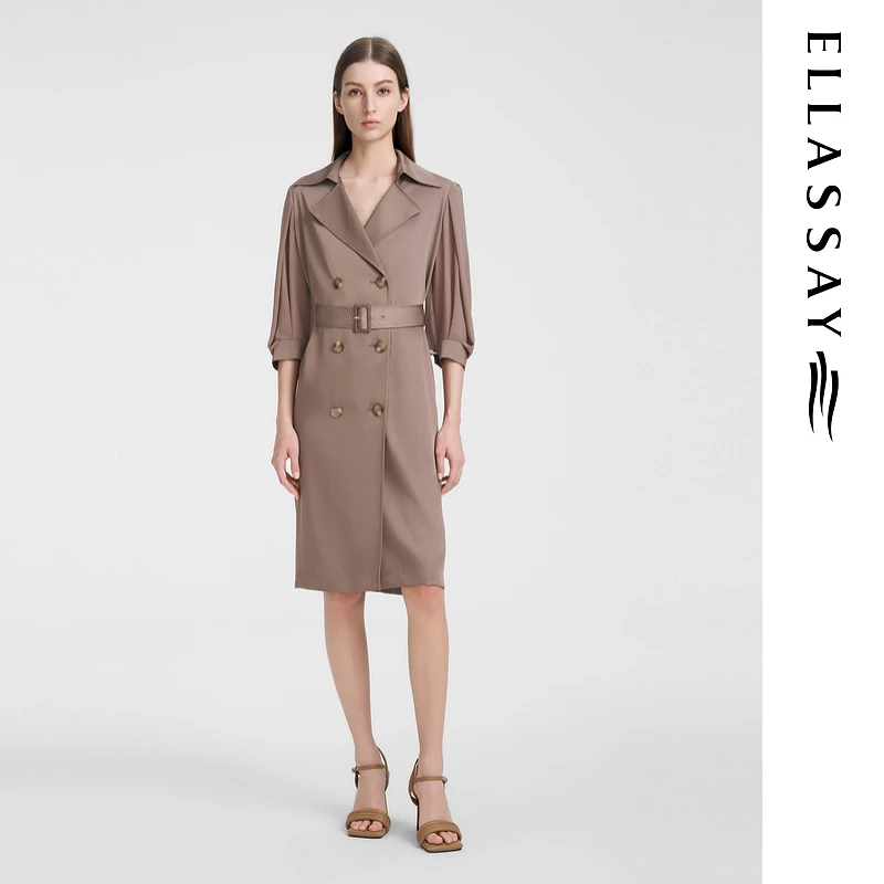 ELLASSAY歌力思夏季新款复古百搭风衣式连衣裙女EWE351Y11800