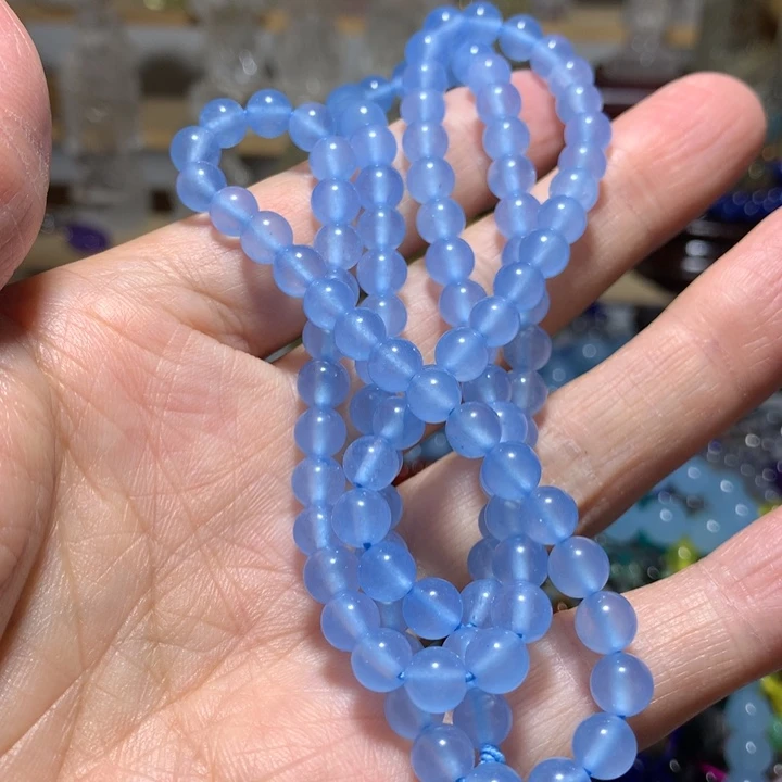 未镶嵌手链玛瑙/玉髓6mm海蓝佛珠手串