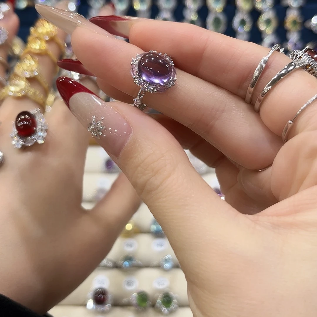 紫晶女款银S925镶嵌偏*戒指56