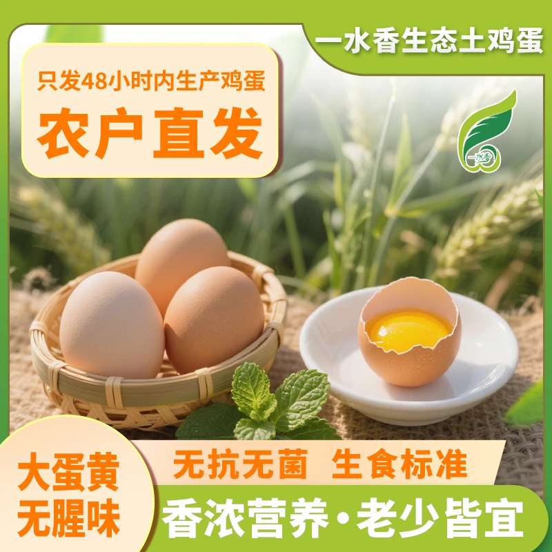 一水香50枚正宗农家新鲜散养土鸡蛋鲜鸡蛋五谷喂养无抗生素无菌