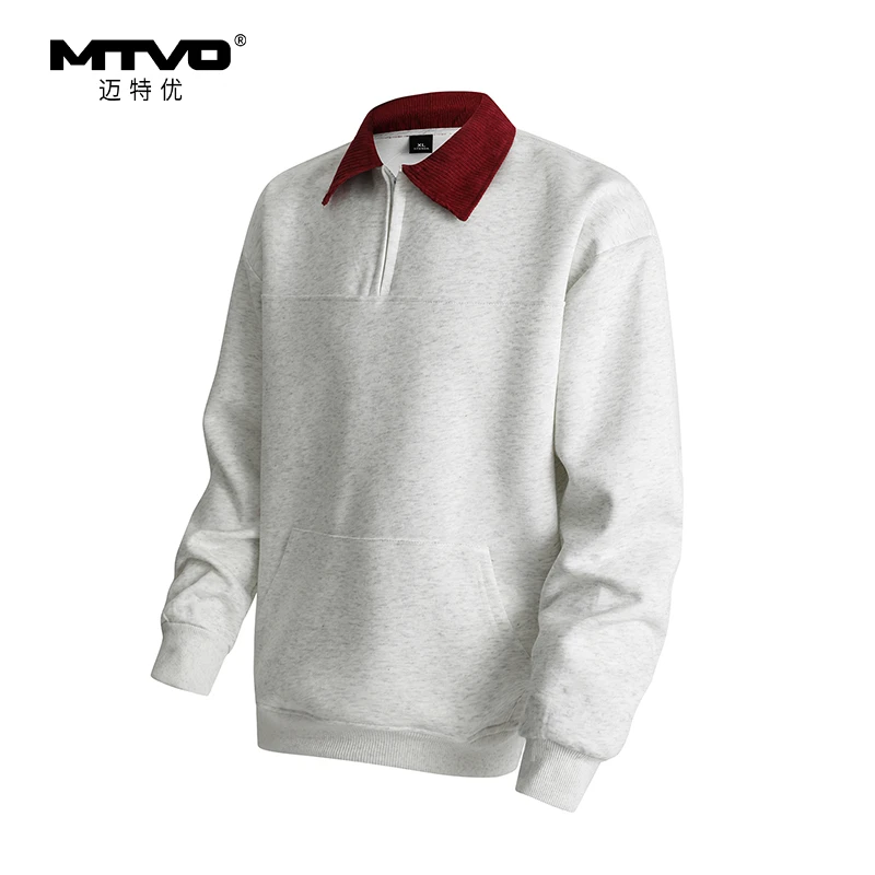 拉链POLO衫立领卫衣2025年新款男款秋季美式潮牌简约百搭休闲卫衣