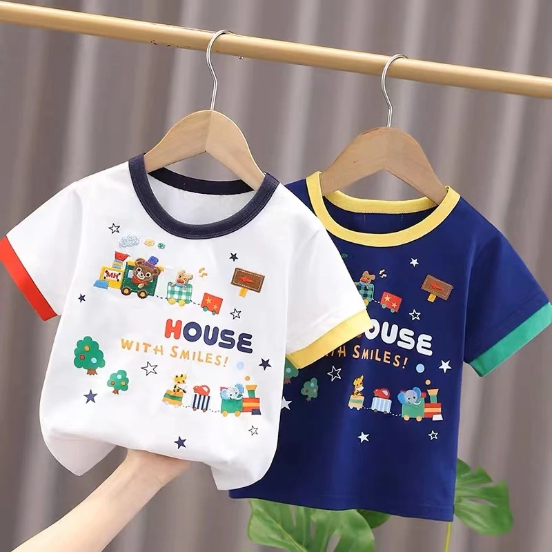 宝宝短袖T恤小火车刺绣9