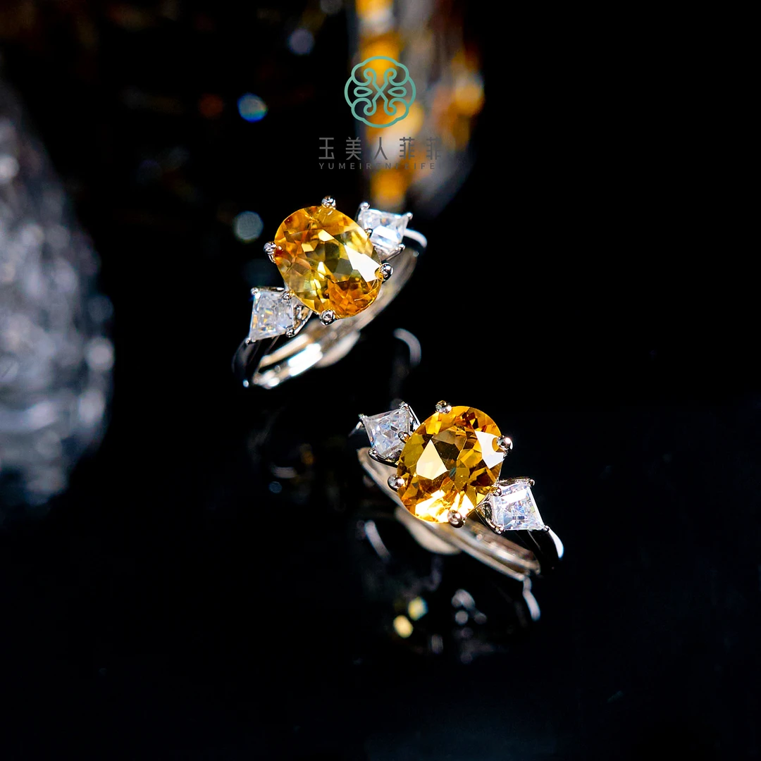 石惑珠宝~水晶切面可调节戒指约8*7mm-多样性发一
