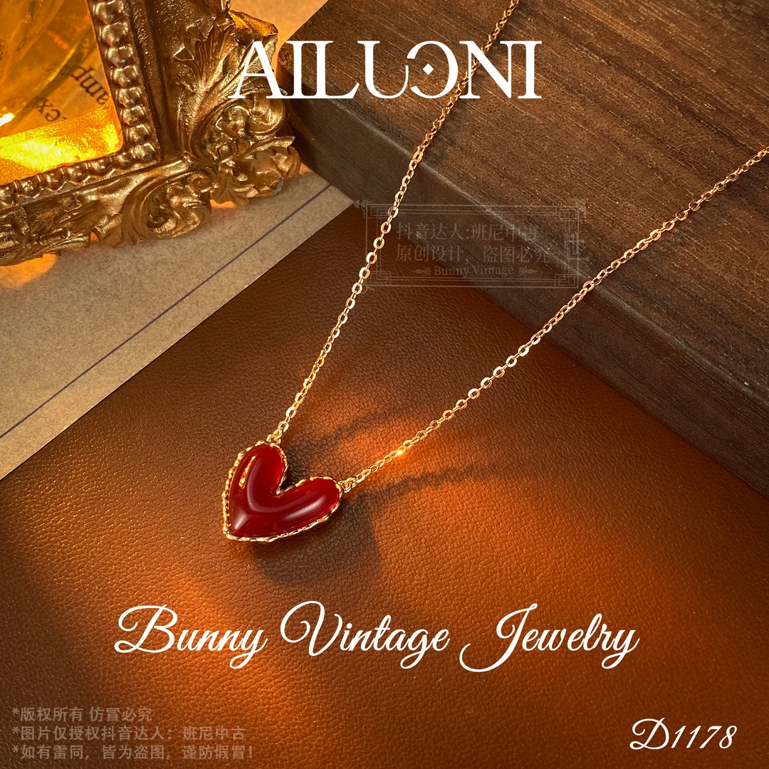 镀K金坠链均925银 D1178 英★【炽热之心】AILUONI 爱洛妮 项链