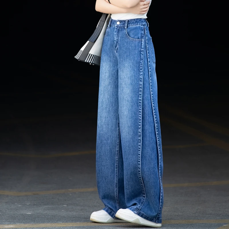 复古港风阔腿牛仔裤女款爆款2025新款女士直筒裤秋冬季弯刀裤长裤