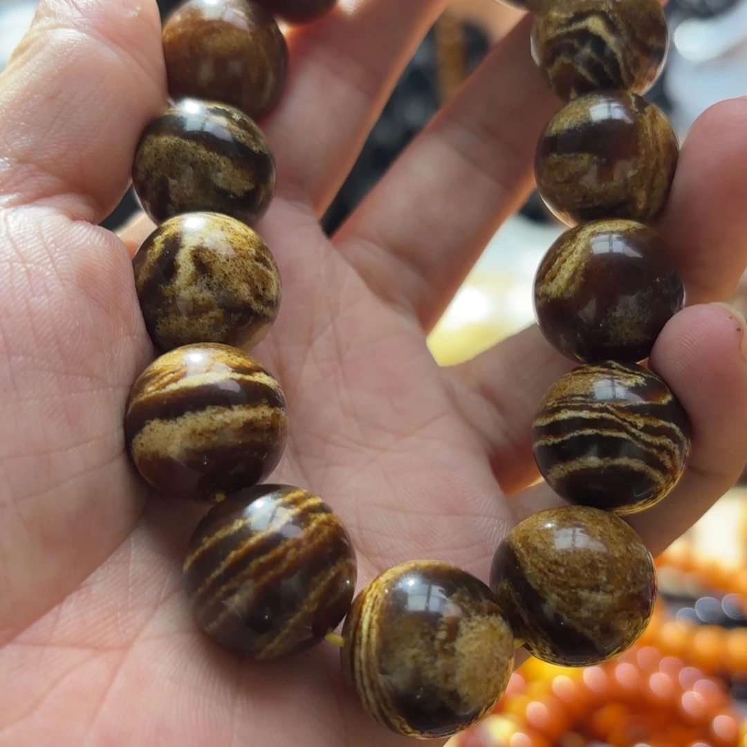 琥珀未镶嵌裸石16干白手串多样性发其一