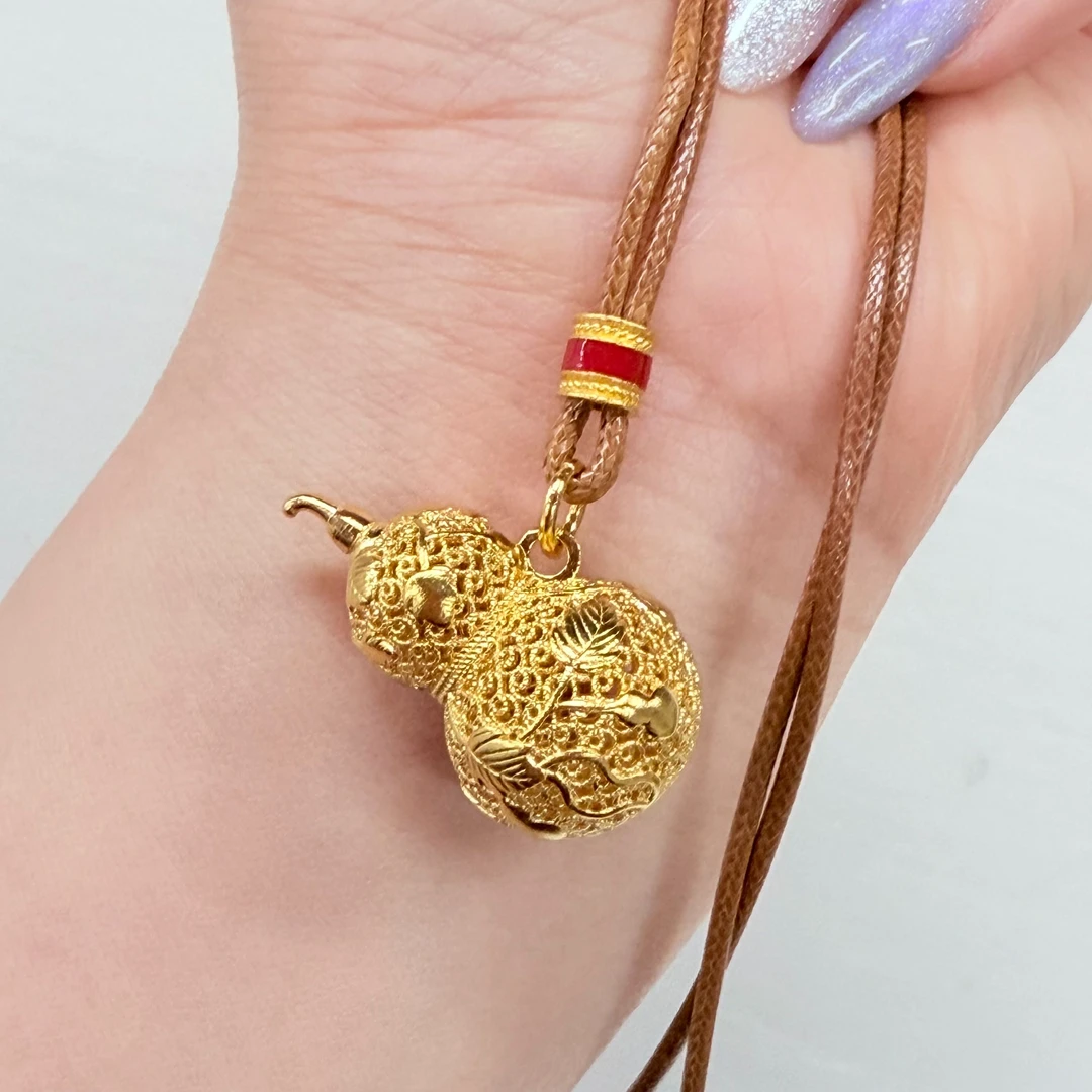 【金吊坠】爬藤葫芦吊坠黄金古法足金999（带顶珠）编绳款百搭送女友