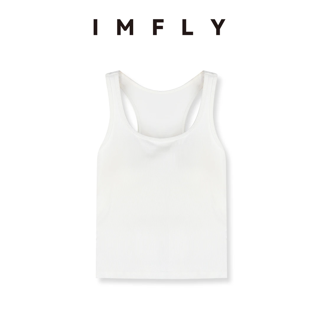 IMFLY金小金自制女装 背心DYM076夏日简约工字背U领打底吊带背心