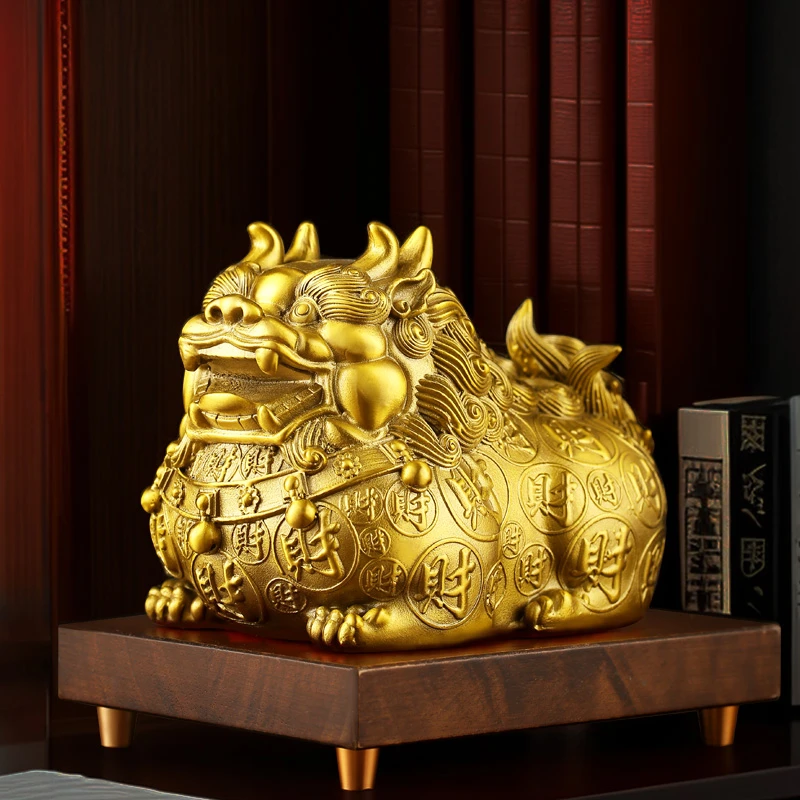 貔貅摆件黄铜大肚貔貅客厅玄关店铺公司乔迁家居开业礼品