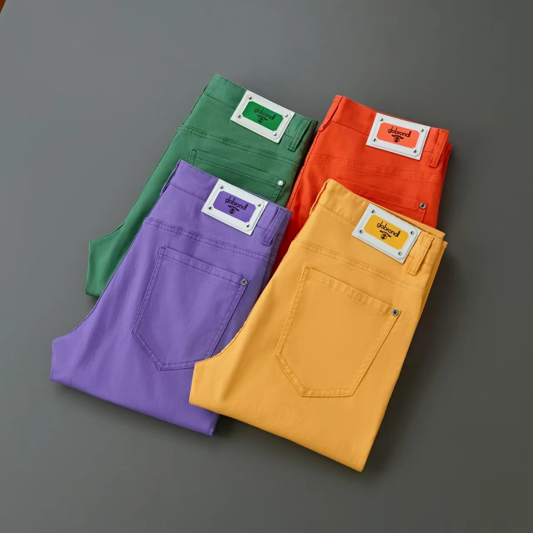 夏季新款莱赛尔不褪色彩色男女同款牛仔长裤九分裤修身小直筒百搭