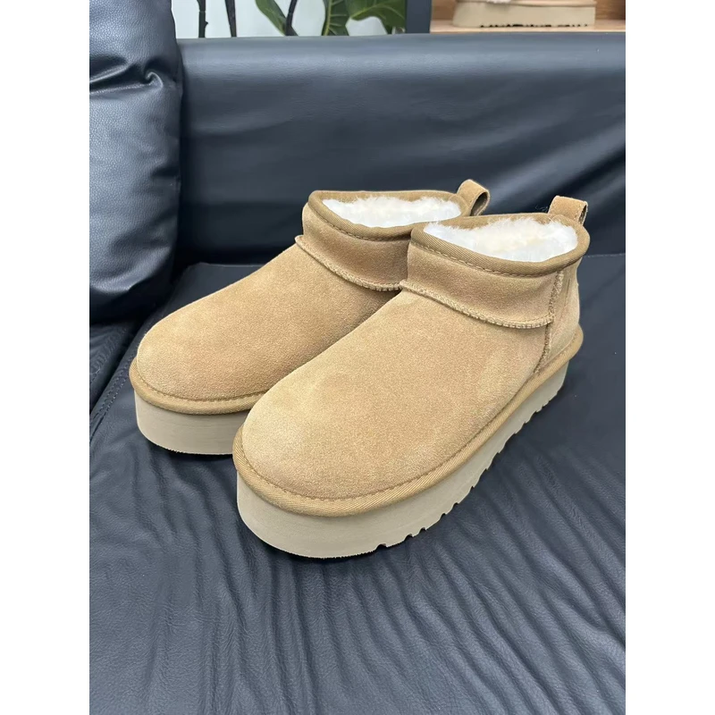 2025新款雪地靴厚底3公分周冬雨同款款真皮时尚百搭冬保暖