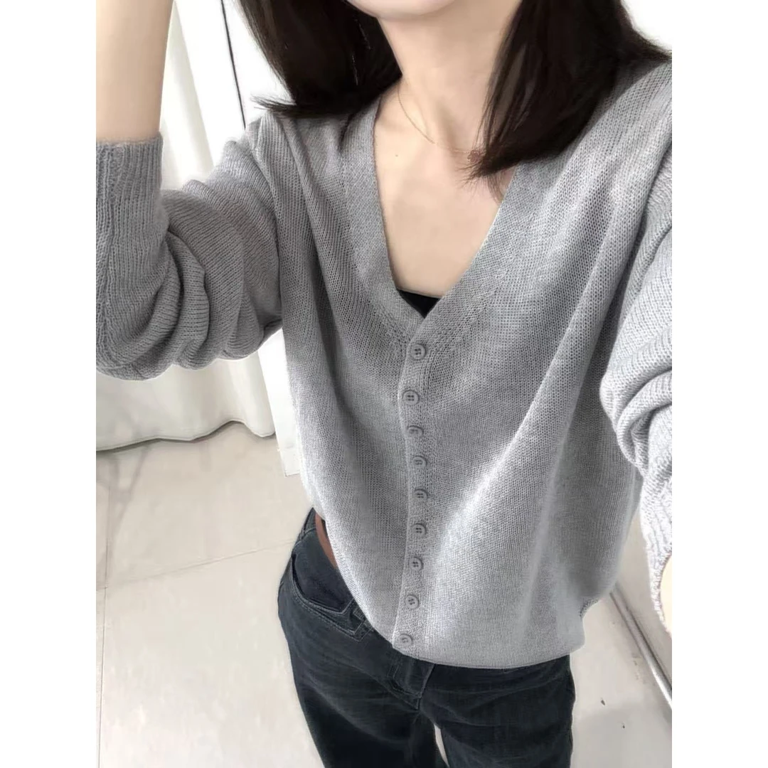 QIANRH-1338夏季薄款V领休闲风毛针织衫开衫秋季韩系