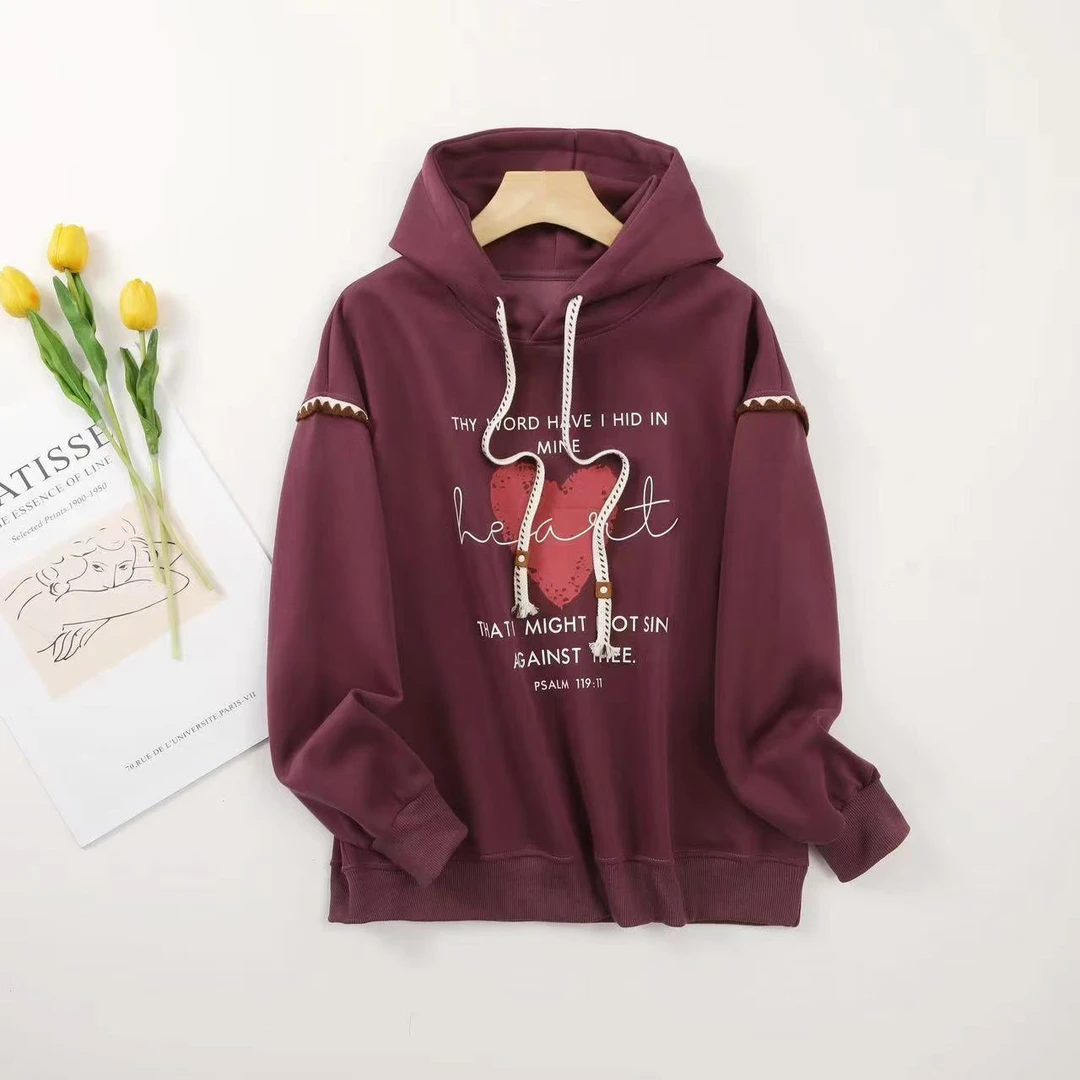 laohu-2025新款卫衣春秋爱心休闲百搭连帽宽松-00123