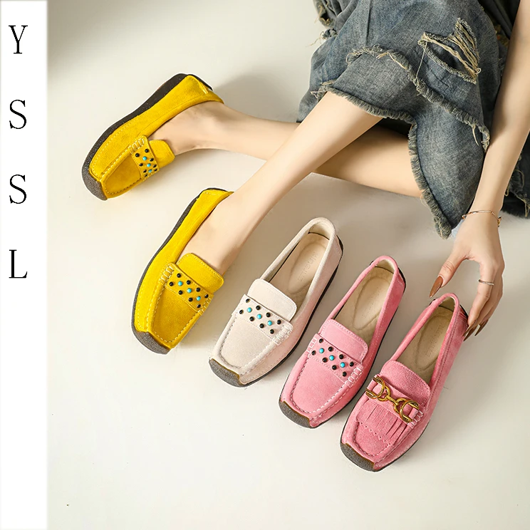 【原始森林】抗震静音真皮豆豆鞋/软皮软底牛筋底四季单鞋/磨砂透气