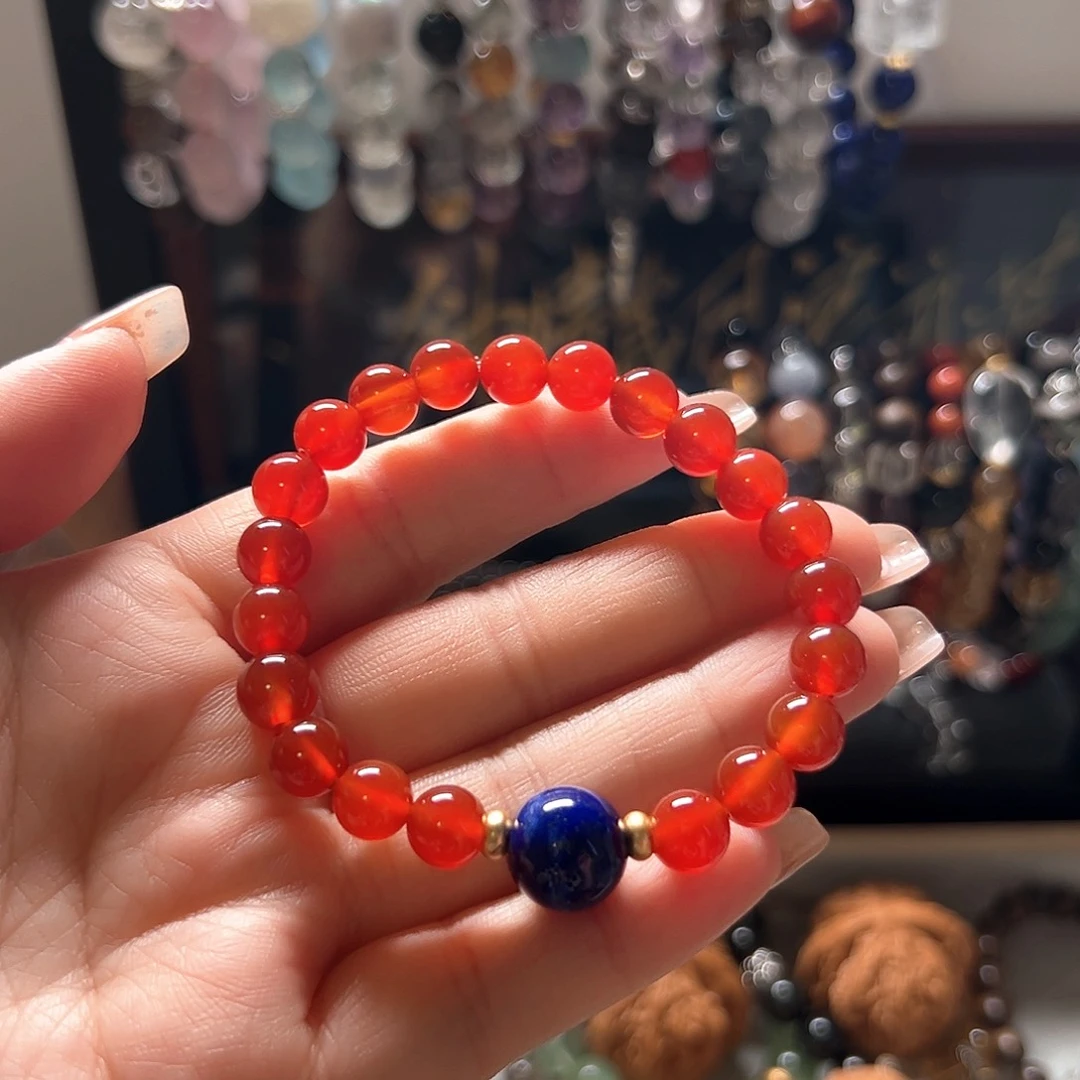 无合金天然红玛瑙➕青金石