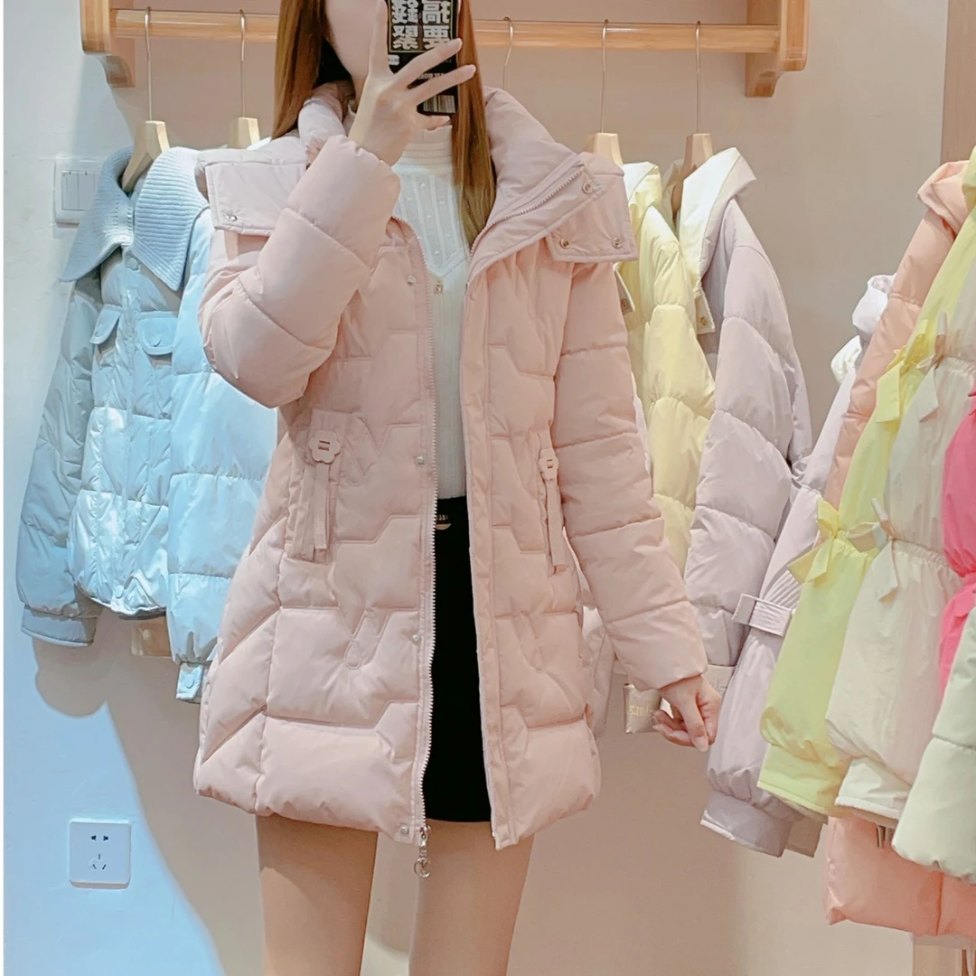 来米家 冬季新款时尚减龄收腰显瘦防风棉服中长款外套