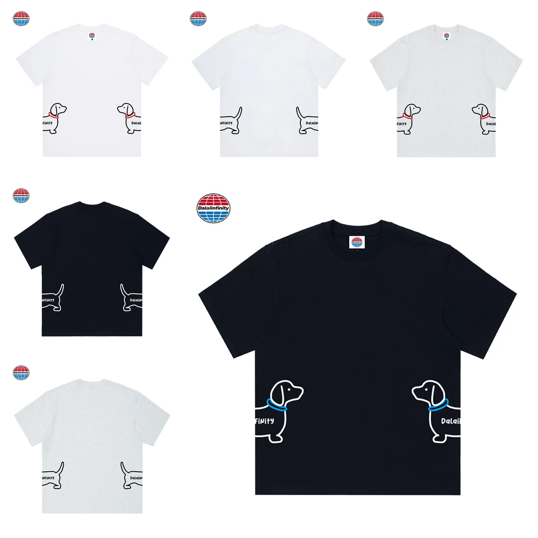 清仓不补Dalaiinfinity（圆领小狗）国潮重磅纯棉短袖男女同款t恤