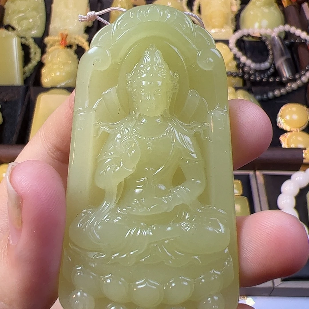 和田玉18K金镶嵌颈饰