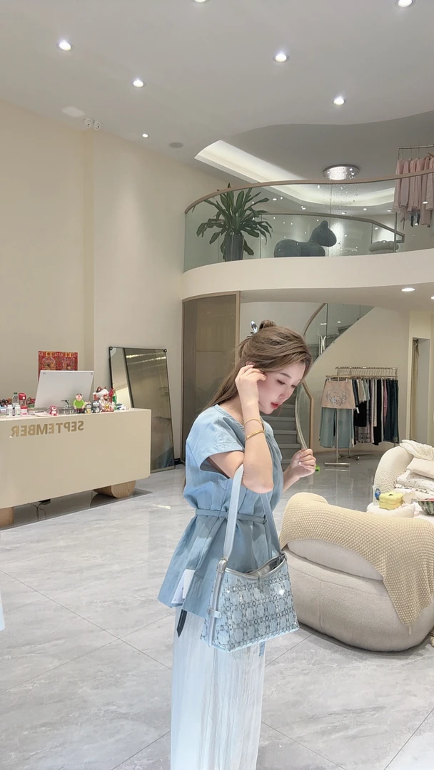 韩版圆领系带收腰显瘦短袖衬衫女时尚百搭夏季上衣