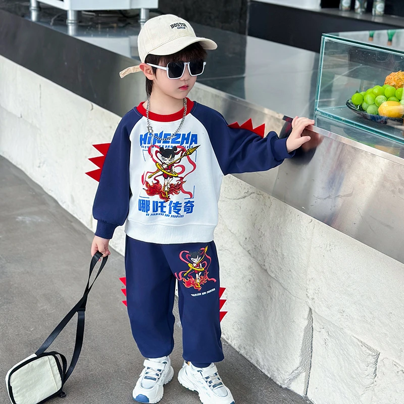 哪吒衣服男童春装套装2025新款网红男孩帅气时髦休闲韩版潮儿童装