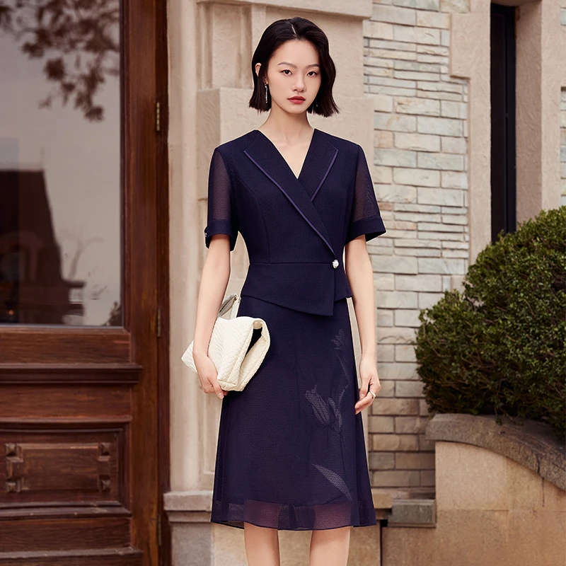 【商场同款】娜尔思夏季洋气显瘦气质优雅裙子绞综连衣裙NF10293Q7