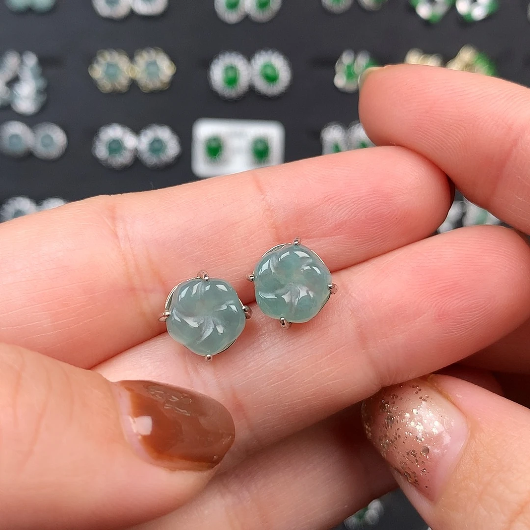 翡翠银S925镶嵌耳饰