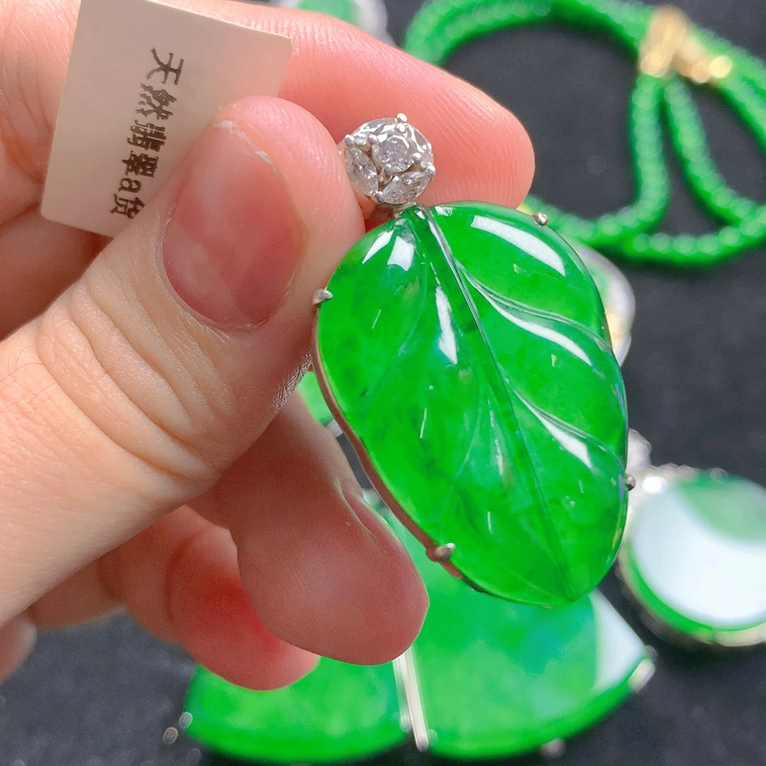 翡翠银S925镶嵌吊坠(不含链)翡翠