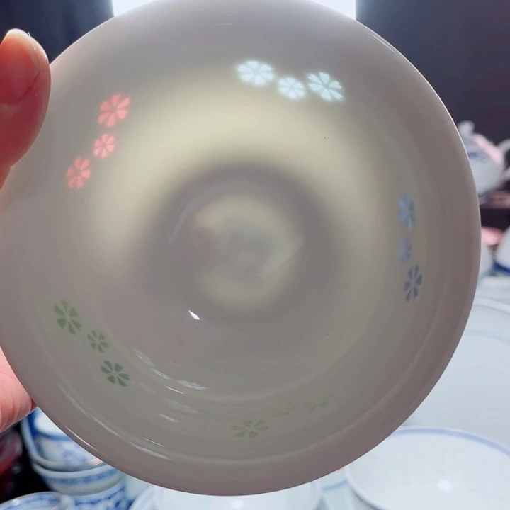 青花玲珑5寸饭碗三星花彩玲珑
