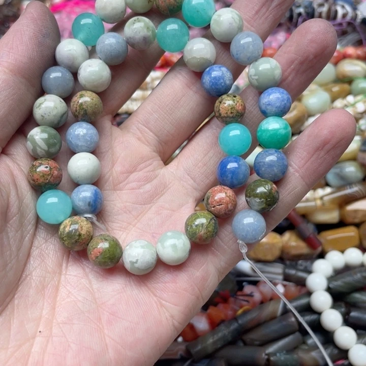 玛瑙/玉髓合金珠宝半成品一条10mm多宝隔珠