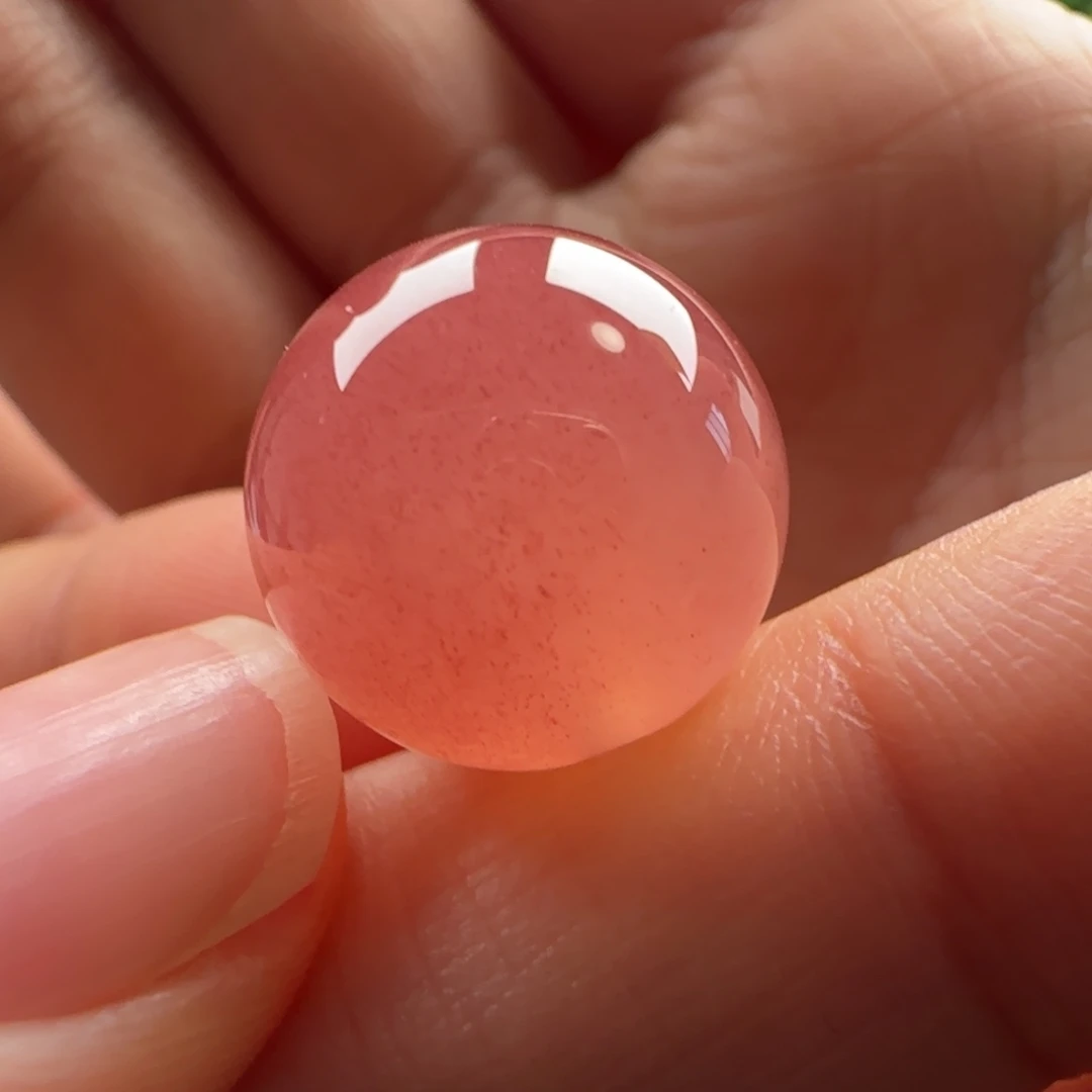 小***华南红玛瑙未镶嵌圆珠：14.8粉中有紫 满砂