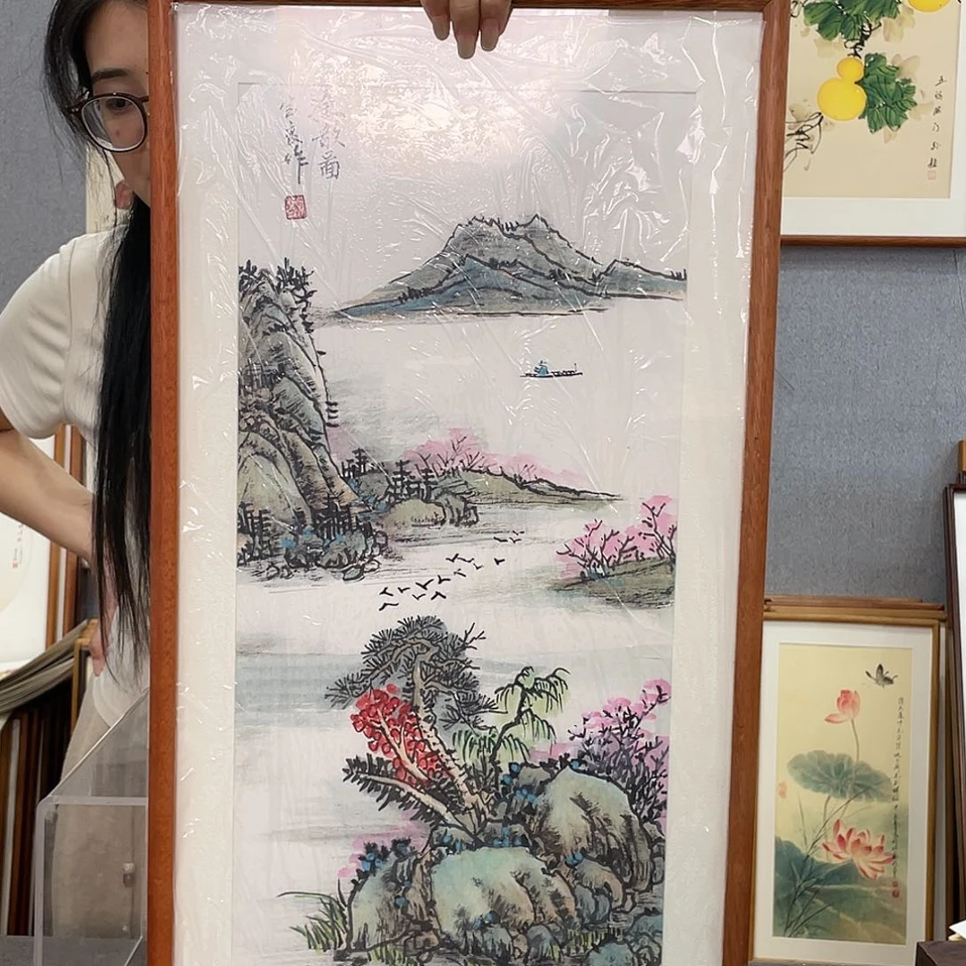 书法手绘带框尺寸：36*69