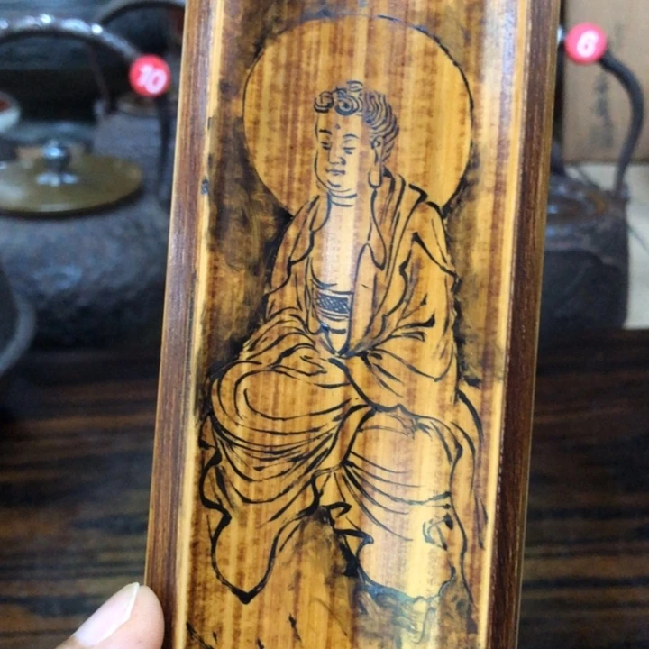 纯手绘一斑竹茶则