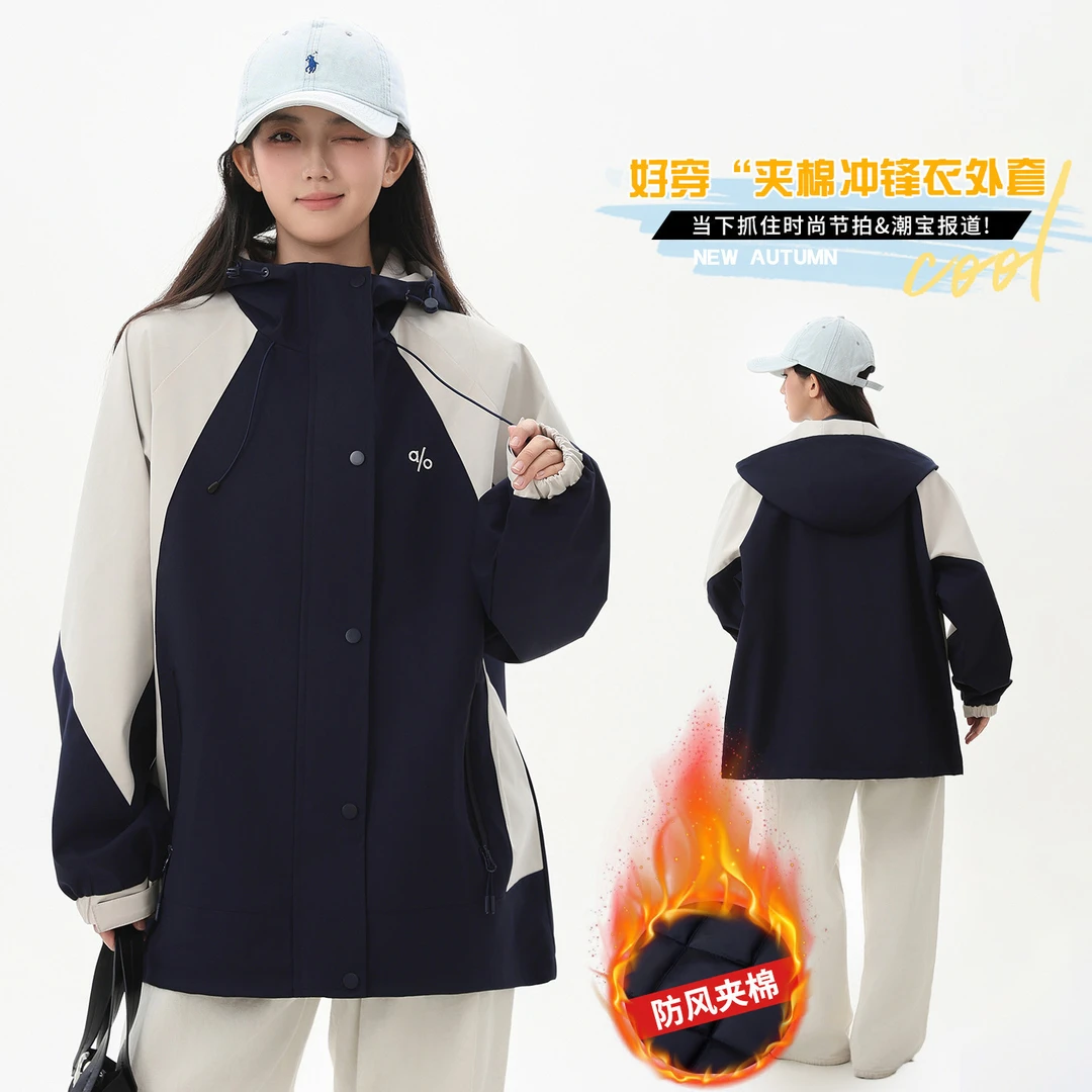 12岁女大童13少女秋冬夹棉冲锋衣外套夹克15初中学生宽松加厚棉服