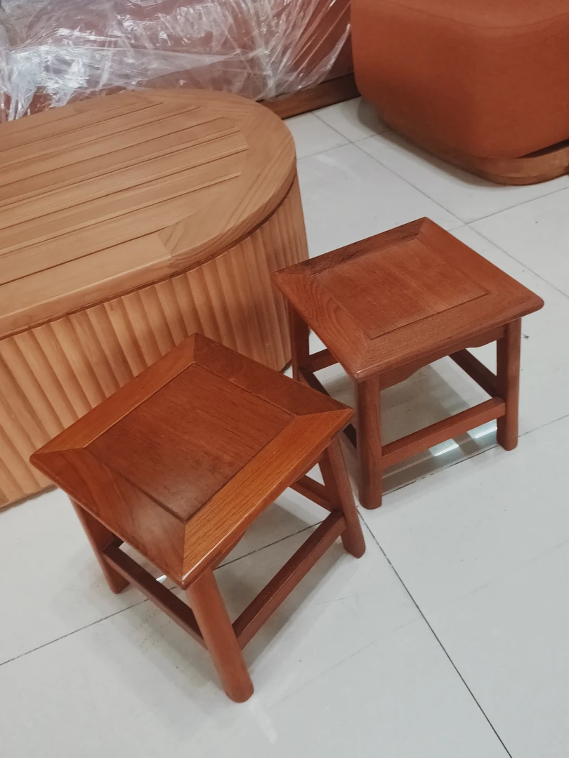 缅甸柚木家用客厅小方凳 天然实木 经典手工工艺环保耐磨耐用舒适