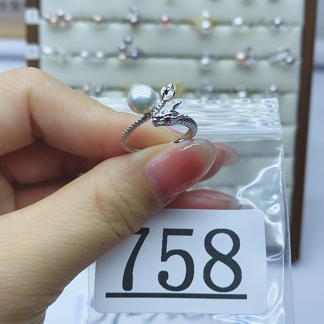 淡水珍珠戒指银S925镶嵌仙****~758