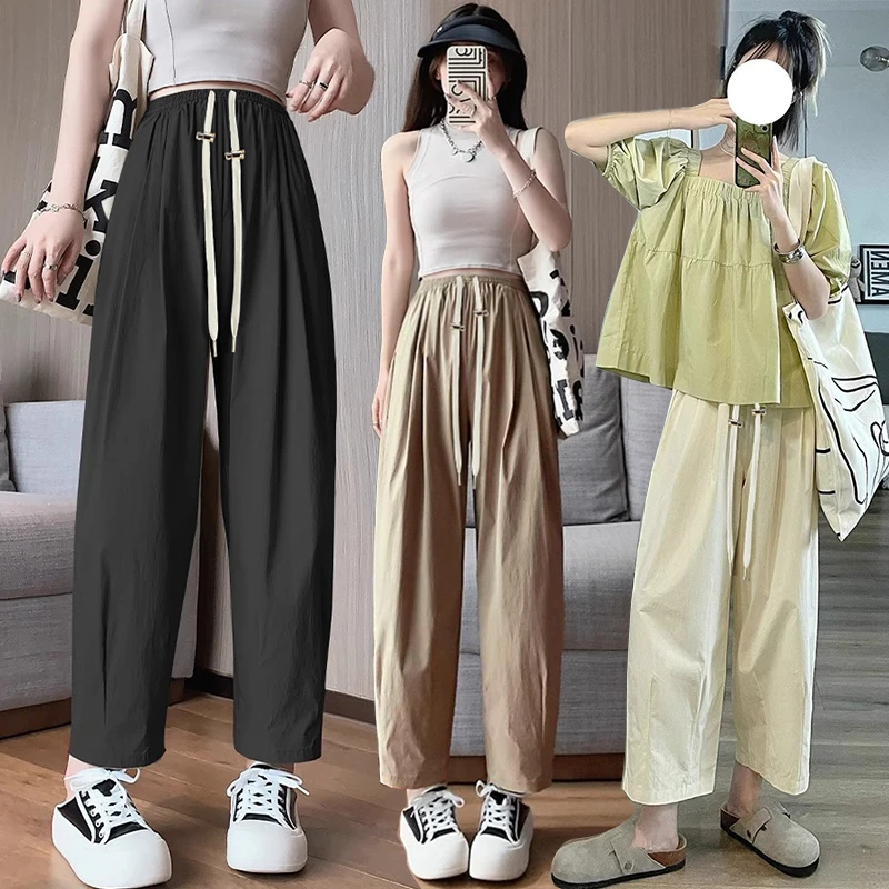 早秋生完也能穿孕妇薄款阔腿裤子速干裤夏季外穿垂感休闲裤女