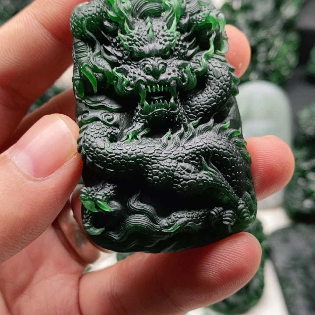 未镶嵌定制翡翠长**诩天然翡翠A货龙牌