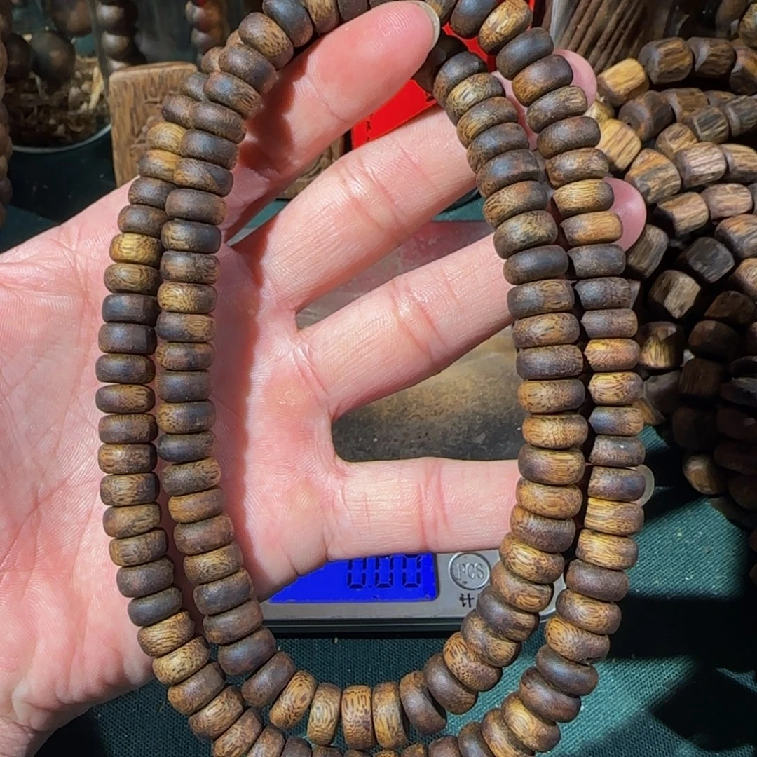 沉香手串陆河算盘珠1.0三圈项链高货37克➕
