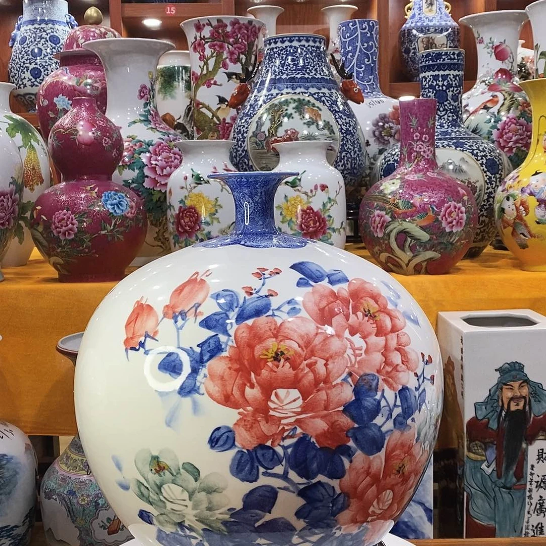 摆件清*景德镇陶瓷石榴瓶