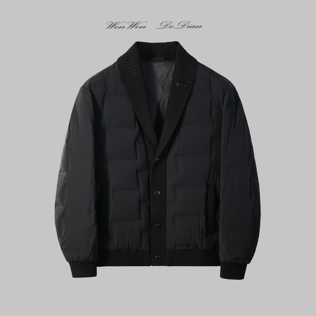 【顶奢系列】高定青果领设计男士冬季欧货高端商务翻领羽绒服W8503