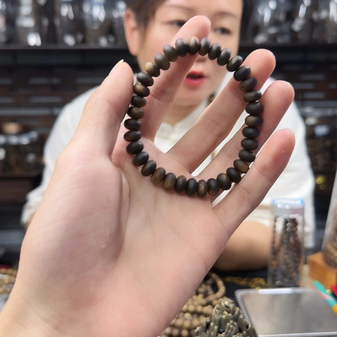 沉香手串奇楠沉香算盘珠单圈多样性发一